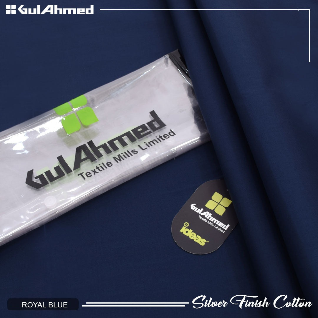 Gul Ahmed Silver Finish Cotton Men's Unstitched Suit