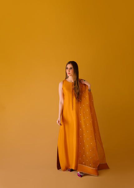 Mustard Orange 3 Piece Suit with Dupatta