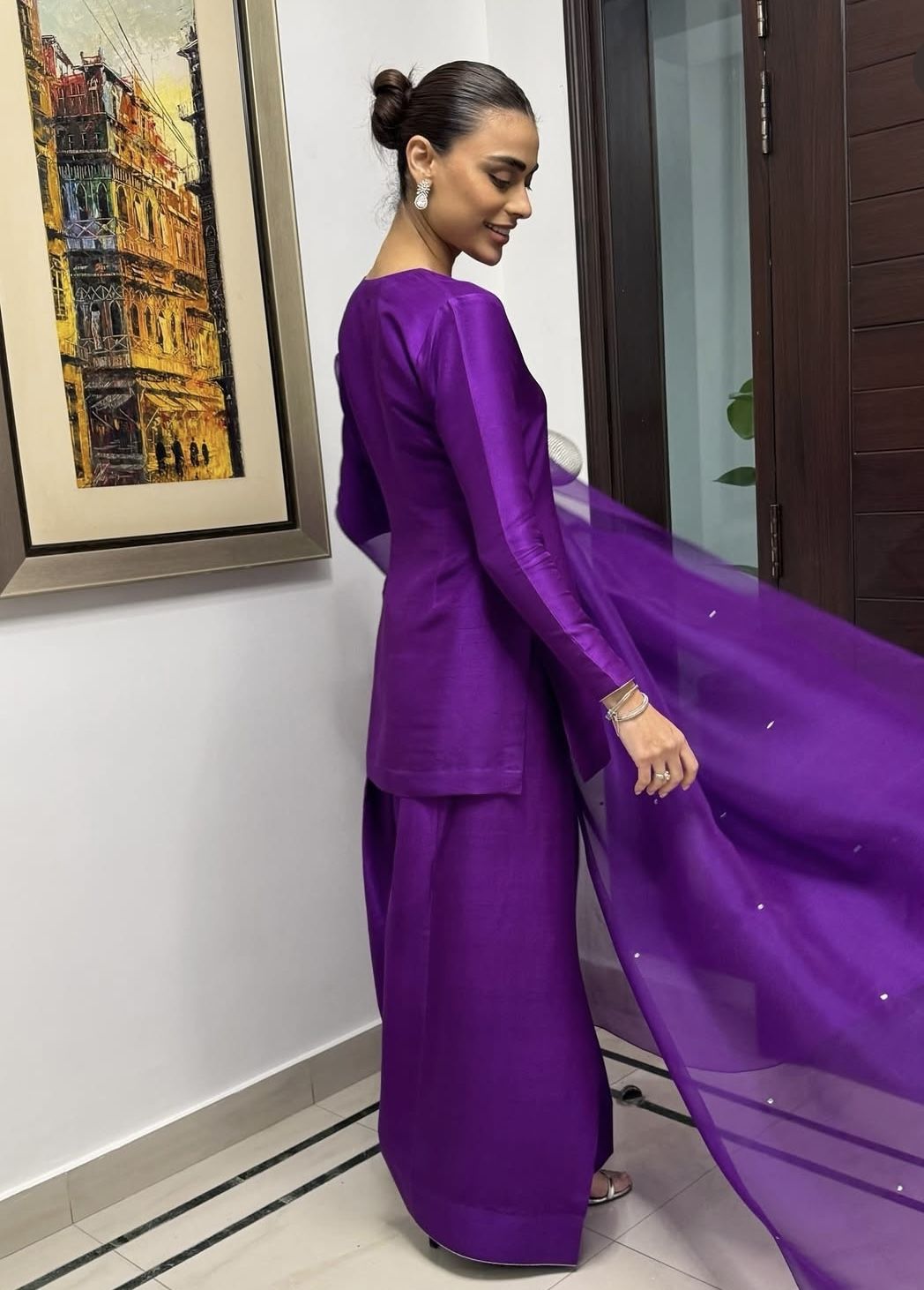 3 Piece Suit with Farshi Shalwar & Sheer Dupatta