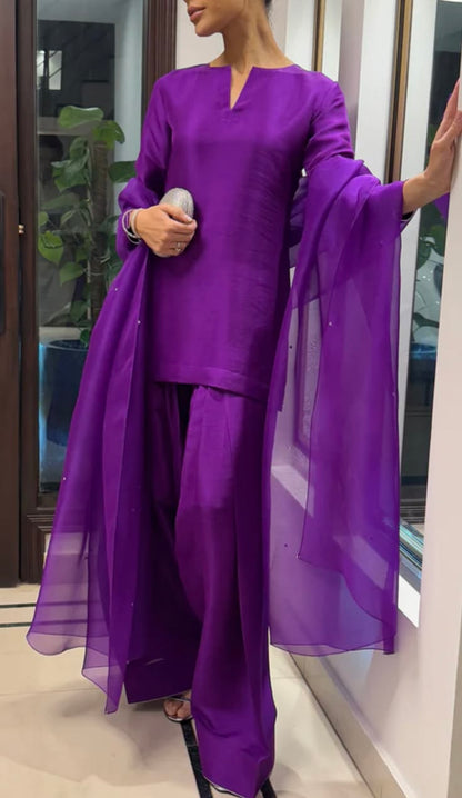 3 Piece Suit with Farshi Shalwar & Sheer Dupatta
