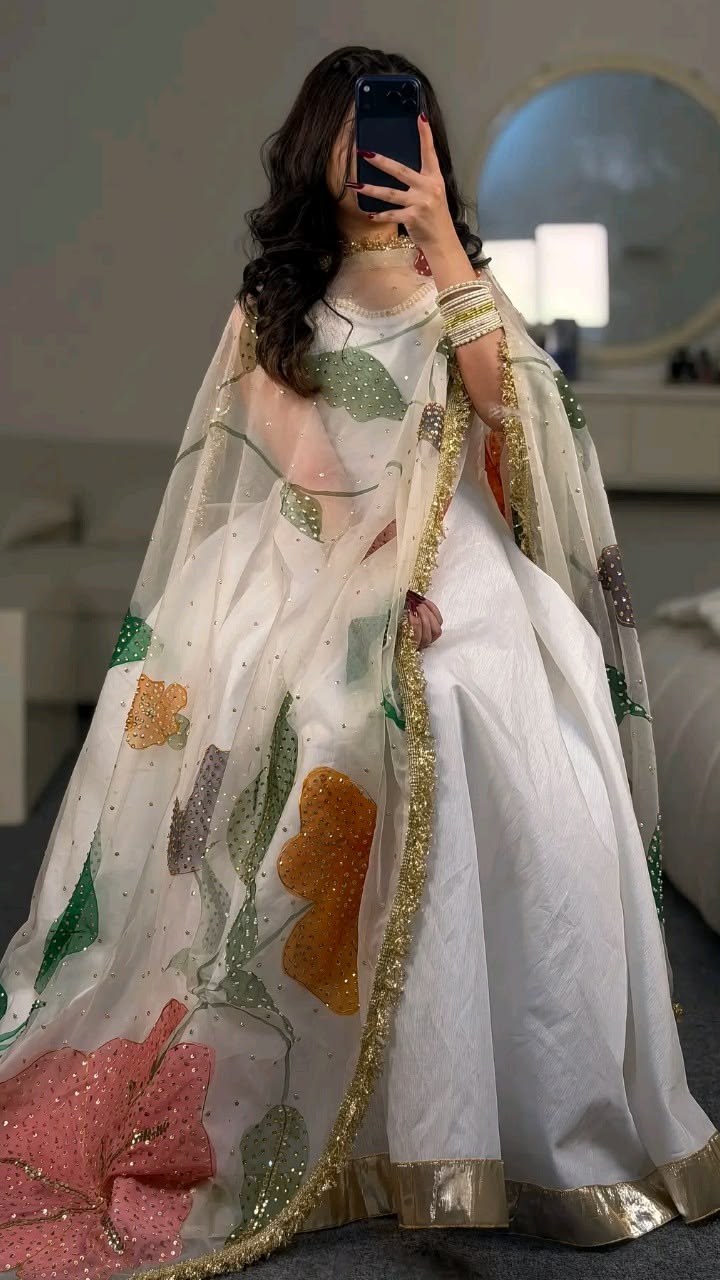 Hand-Painted & Embellished Custom Dupatta