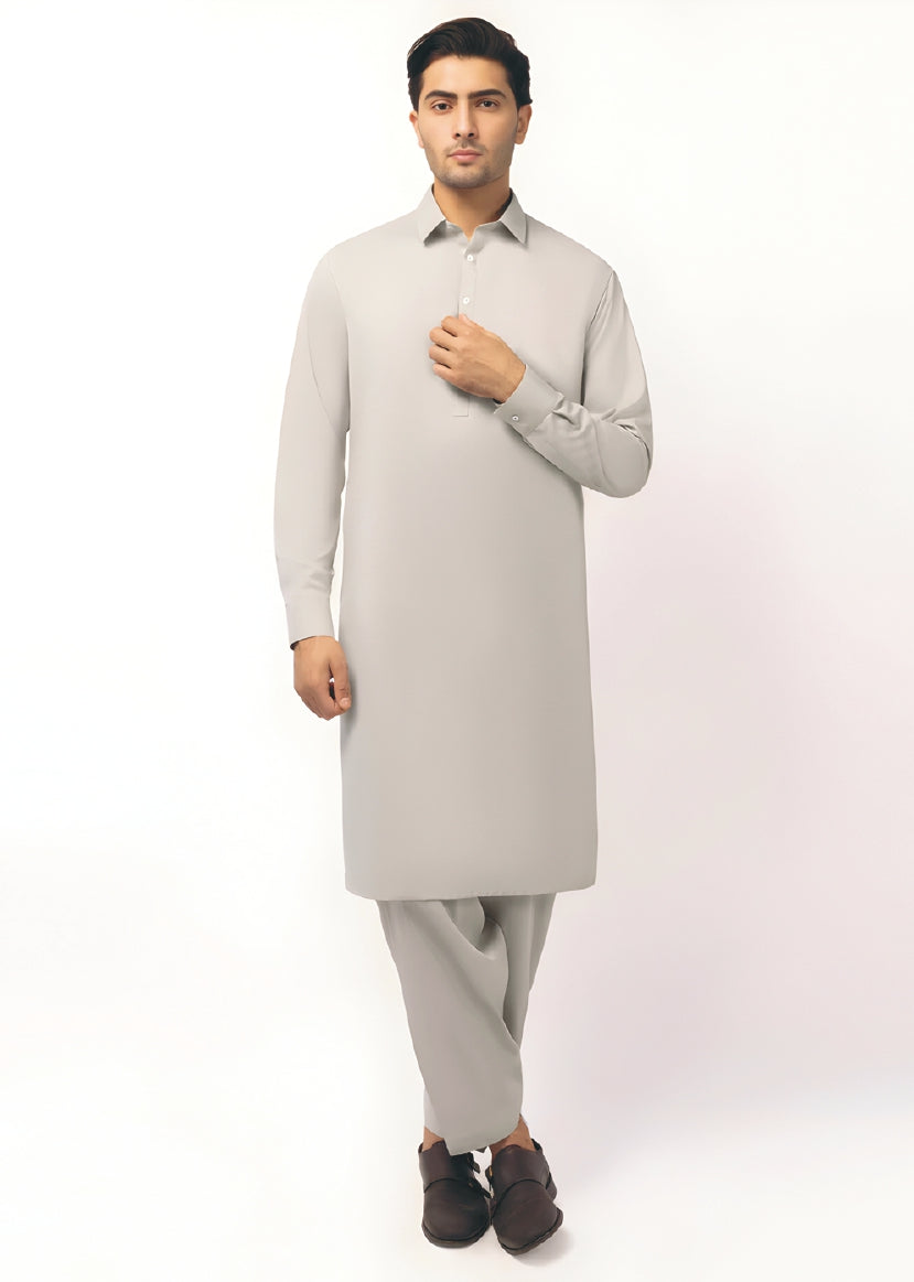 Gul Ahmed Silver Finish Cotton Men's Unstitched Suit