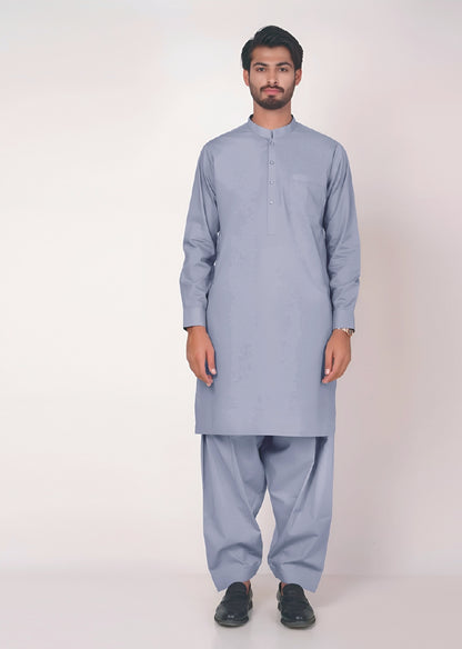 Gul Ahmed Silver Finish Cotton Men's Unstitched Suit