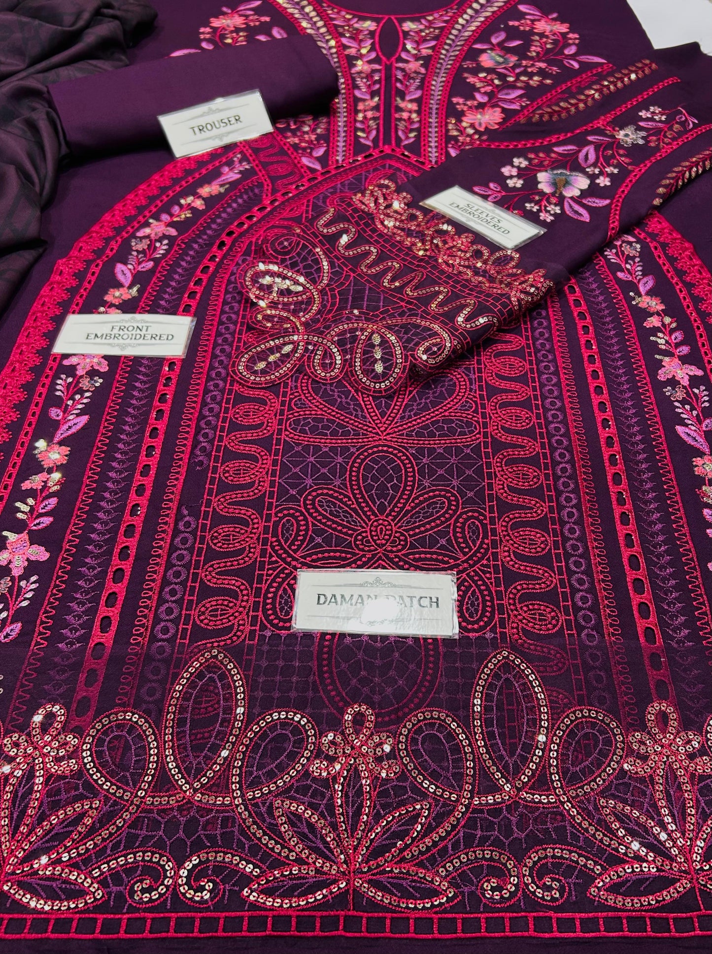 Maria B | Dhanak 3PC Heavy Embroidered Suit