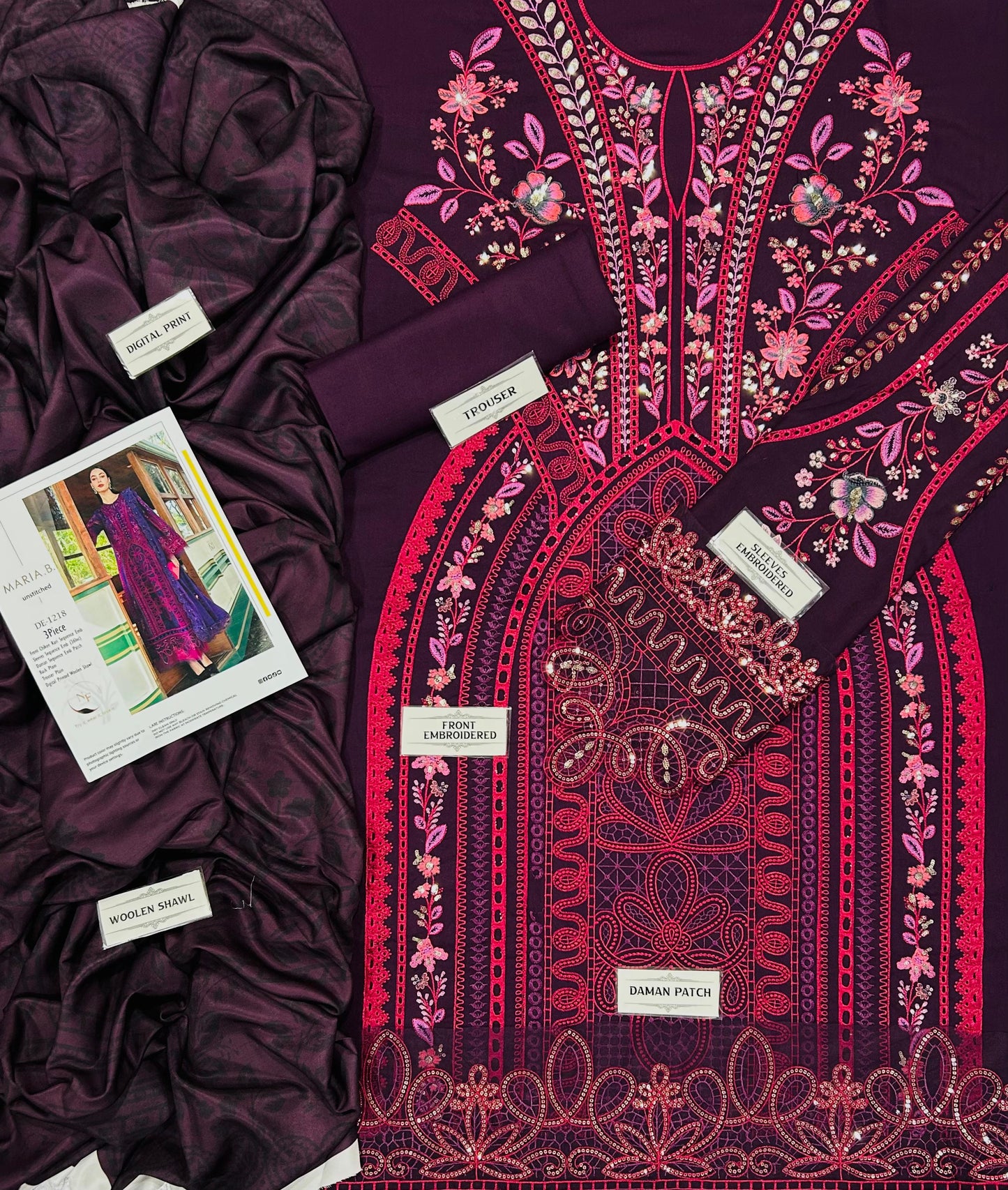 Maria B | Dhanak 3PC Heavy Embroidered Suit