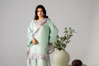 Sheesha Silk Luxury Pret 3PC Embroidered Suit with Sharara