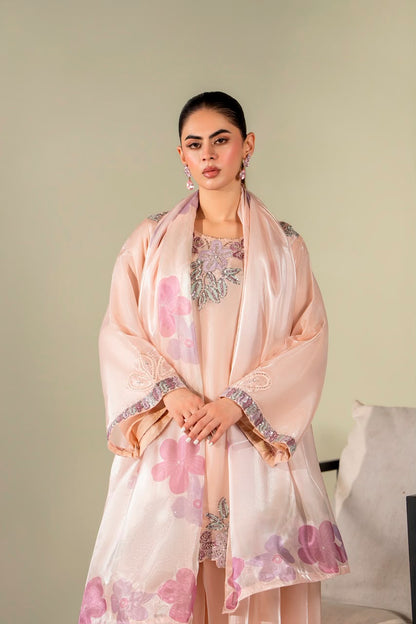 Sheesha Silk Luxury Pret 3PC Embroidered Suit with Sharara