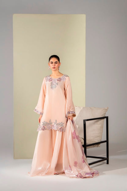 Sheesha Silk Luxury Pret 3PC Embroidered Suit with Sharara