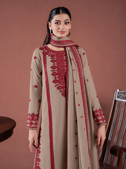 3PC Embroidered Dhanak Suit