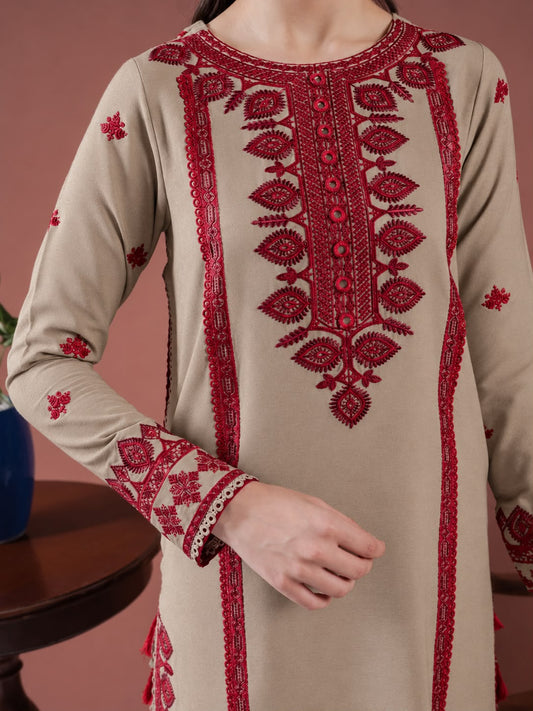 3PC Embroidered Dhanak Suit