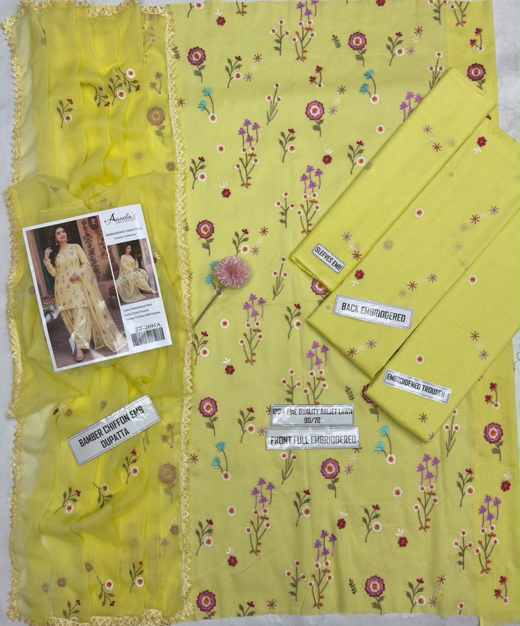 Aneelas – Unstitched 3 Piece Embroidered Suit