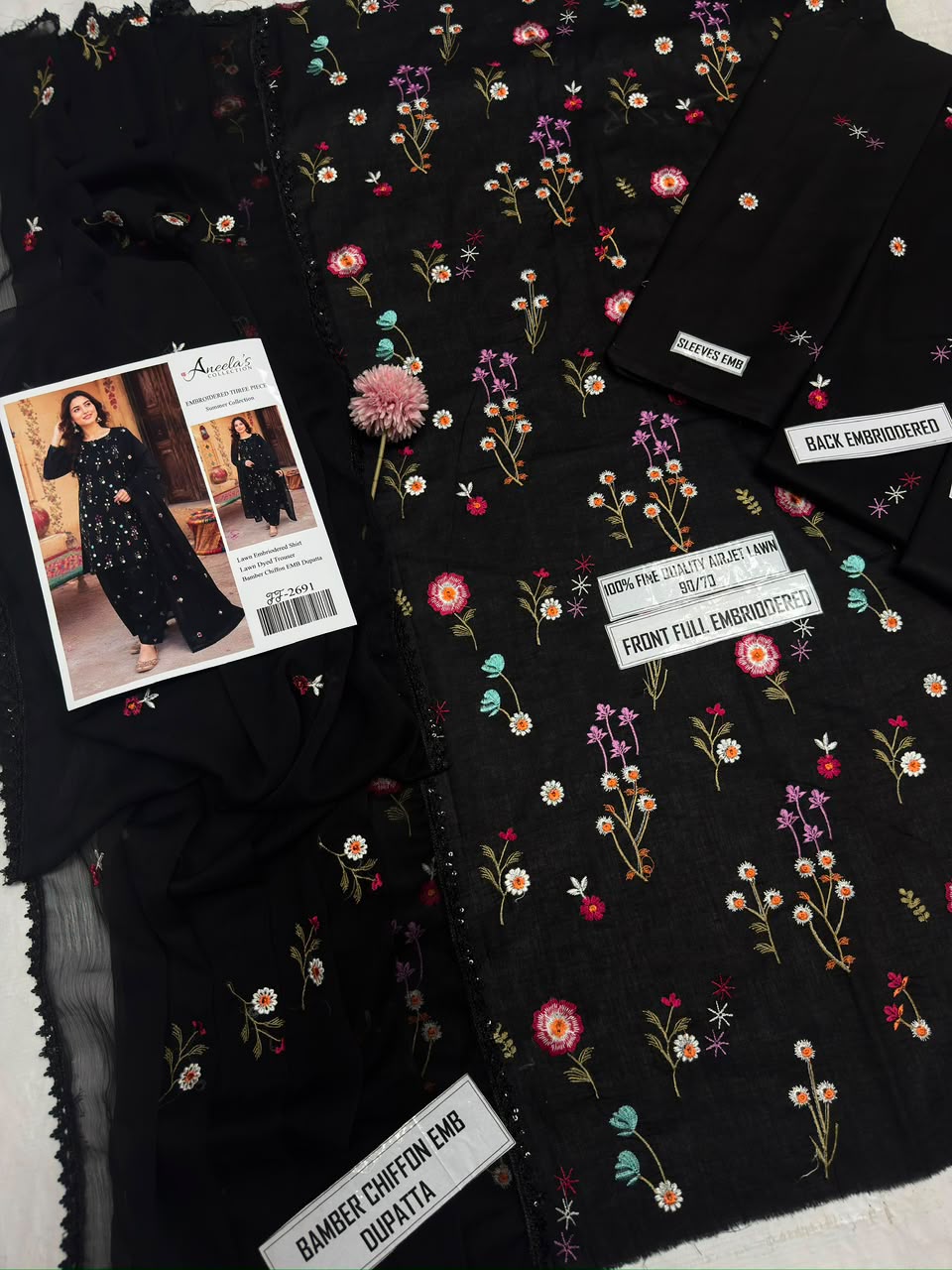 Aneelas – Unstitched 3 Piece Embroidered Suit