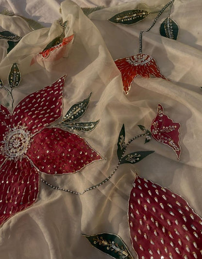 Hand-Painted Floral Embellished Dupatta