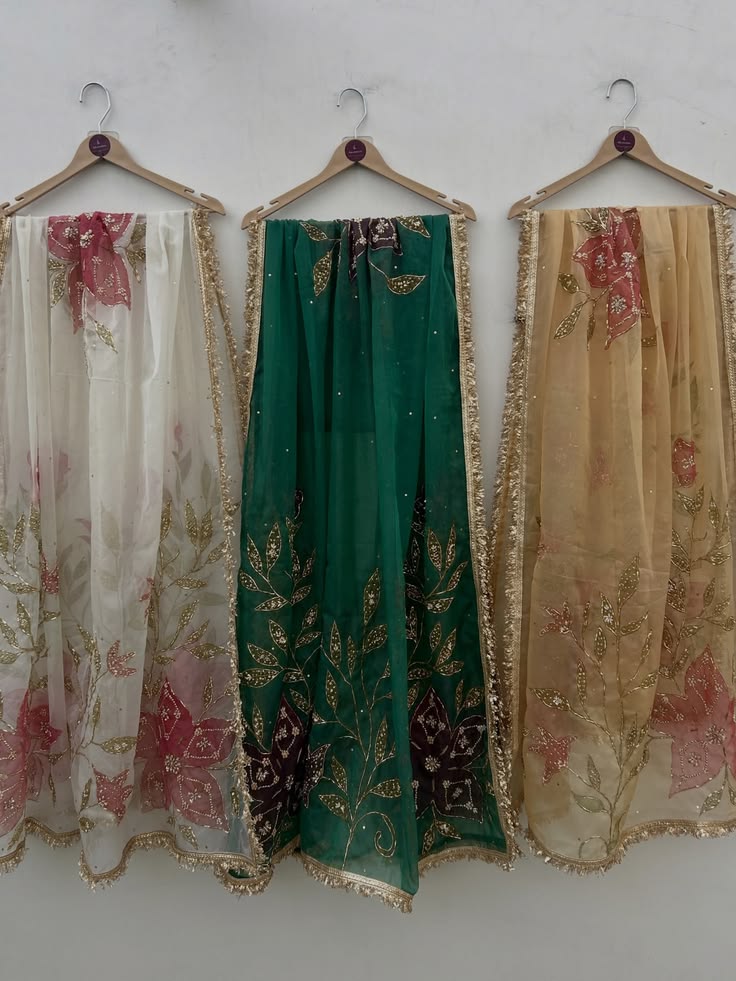 Embroidered Floral Dupatta with Potli
