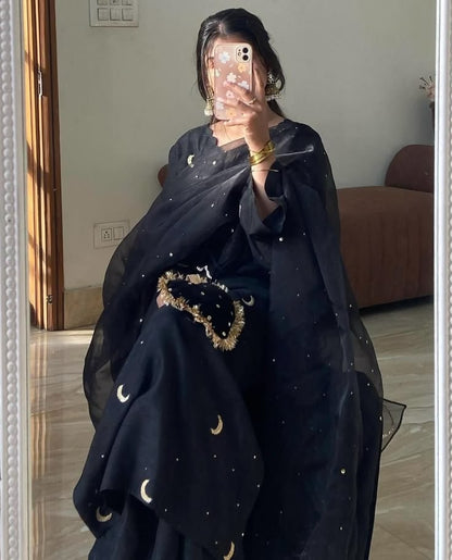 Black Moon Embroidered 3 Piece Suit