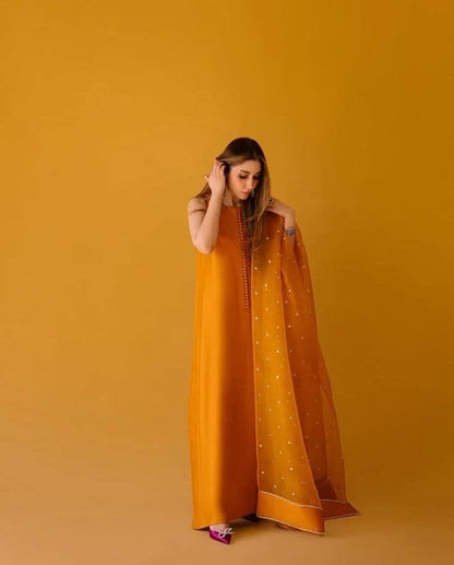 Mustard Orange 3 Piece Suit with Dupatta