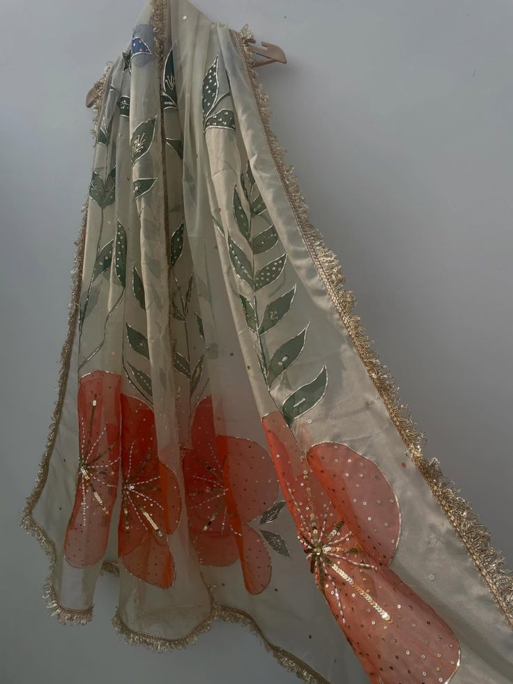 Hand-Painted Floral Dupatta
