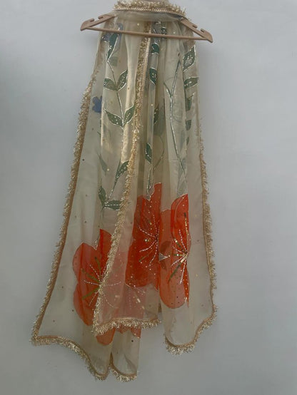 Hand-Painted Floral Dupatta