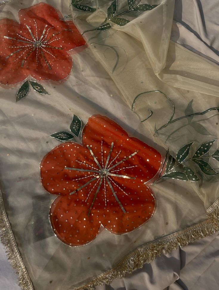 Hand-Painted Floral Dupatta