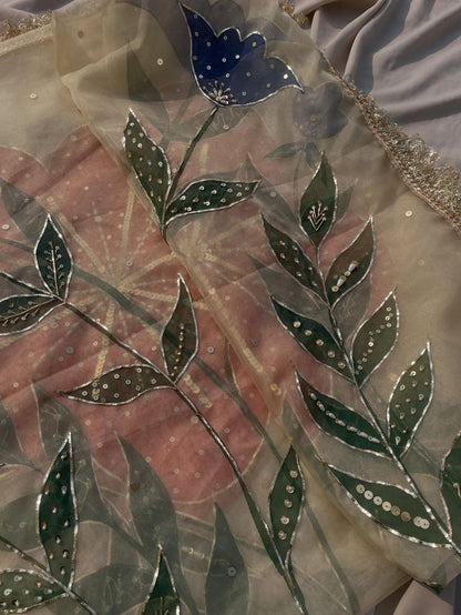 Hand-Painted Floral Dupatta