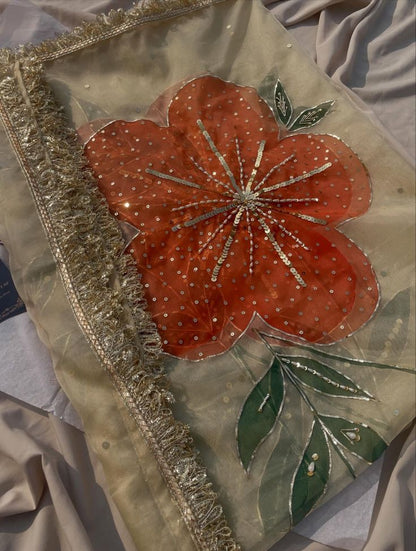 Hand-Painted Floral Dupatta