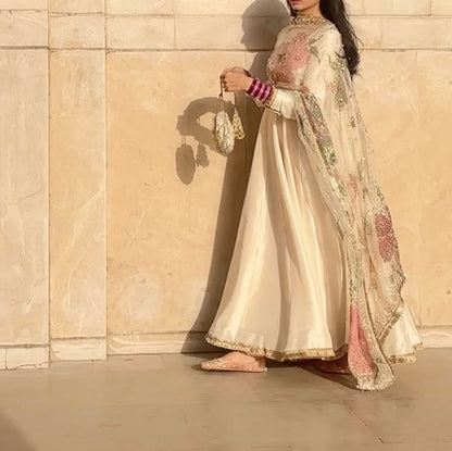 Anarkali Frock with Embellished Dupatta