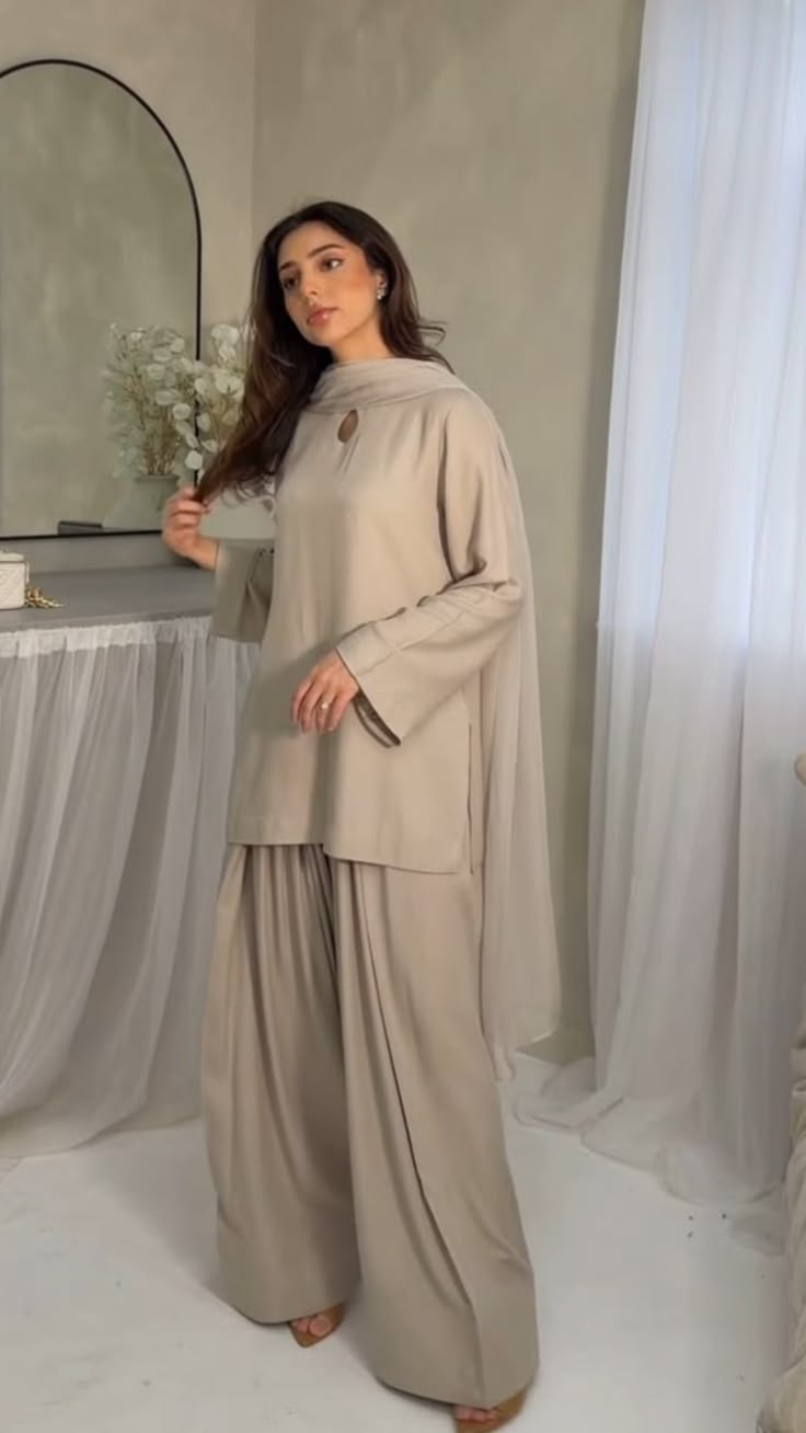 Beige Farshi Shalwar 3 Piece Suit