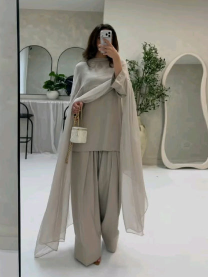 Beige Farshi Shalwar 3 Piece Suit