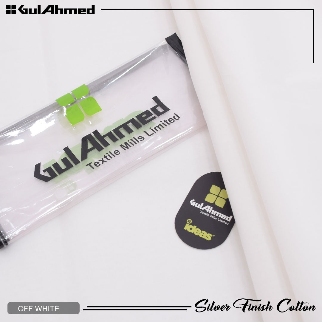 Gul Ahmed Silver Finish Cotton Men's Unstitched Suit