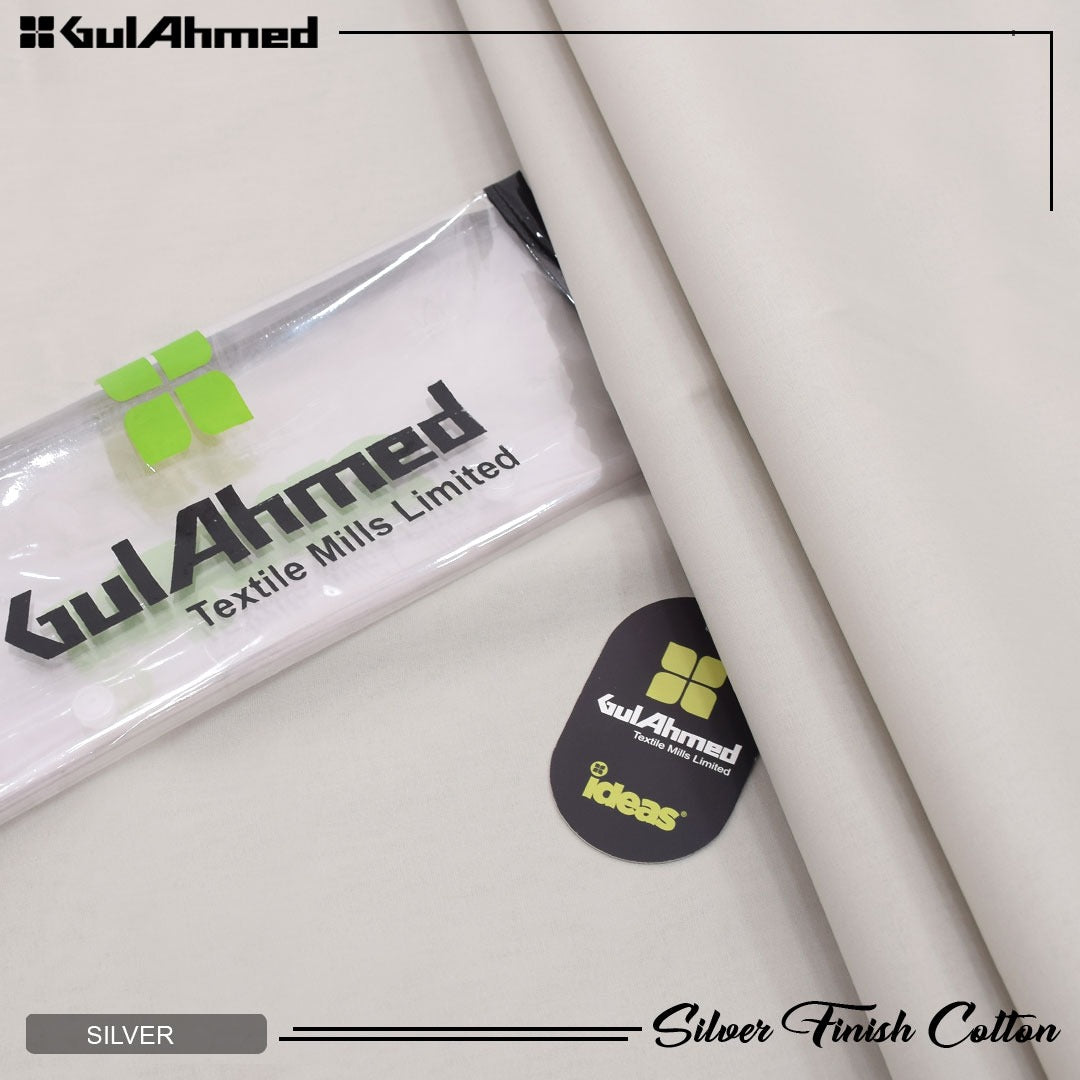 Gul Ahmed Silver Finish Cotton Men's Unstitched Suit