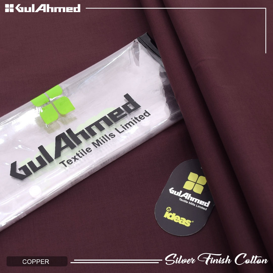Gul Ahmed Silver Finish Cotton Men's Unstitched Suit