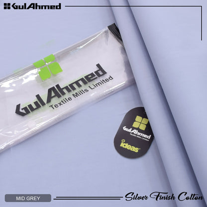 Gul Ahmed Silver Finish Cotton Men's Unstitched Suit