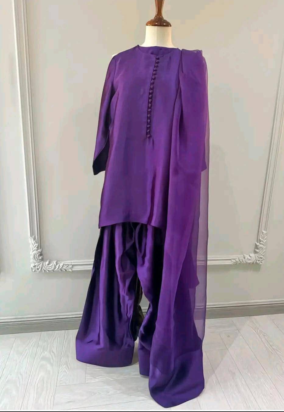 3 Piece Suit with Farshi Shalwar & Sheer Dupatta
